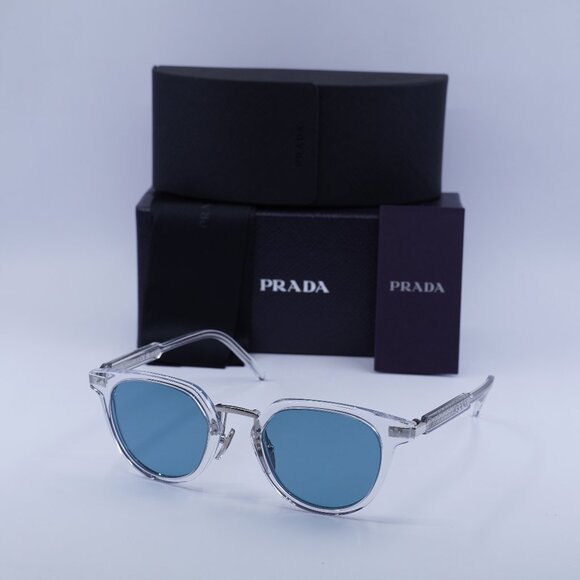 Prada PR17YS 2AZ04D Round Sunglasses – Crystal/Green Polarized